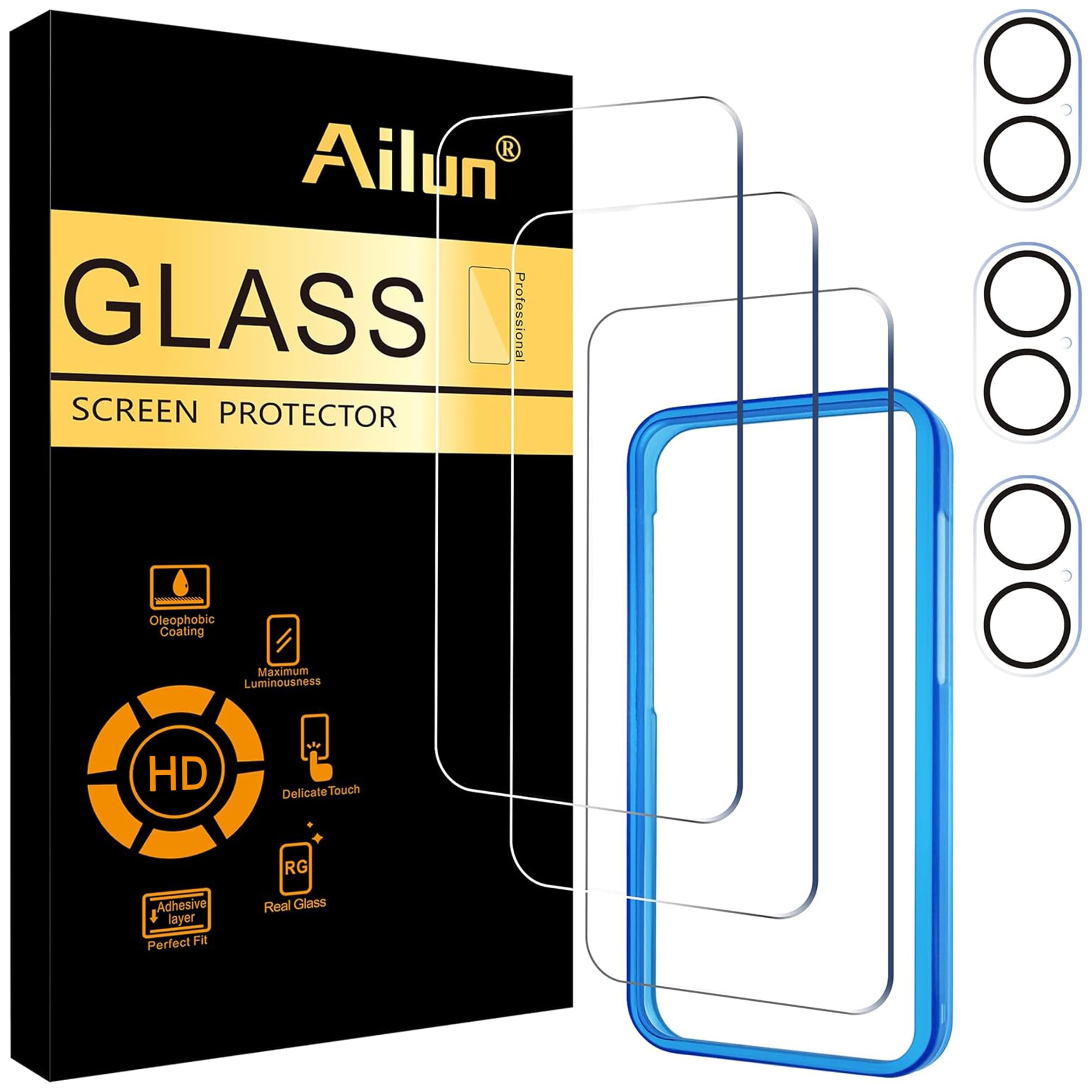 Ailun Screen Protector + Camera Lens Protector for iPhone 16 Pro, 3+3 Pack Jansha Store
