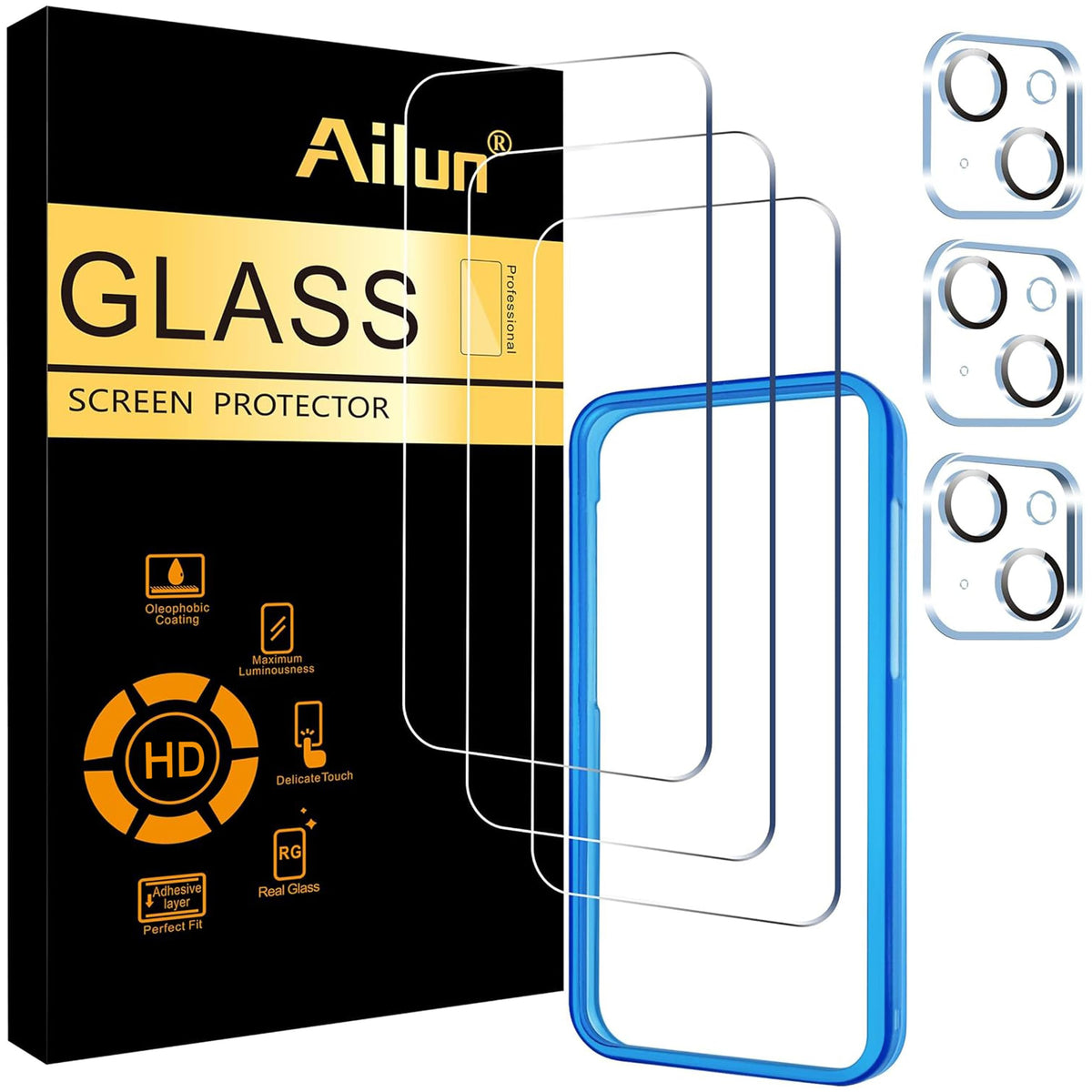 Ailun Screen Protector + Camera Lens Protector for iPhone 16 Pro, 3+3 Pack Jansha Store