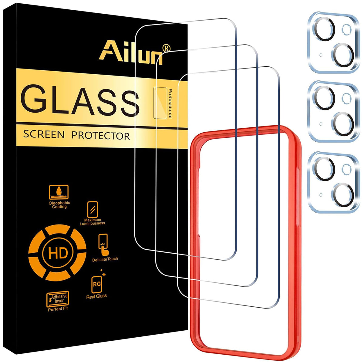 Ailun Screen Protector + Camera Lens Protector for iPhone 16 Pro, 3+3 Pack Jansha Store